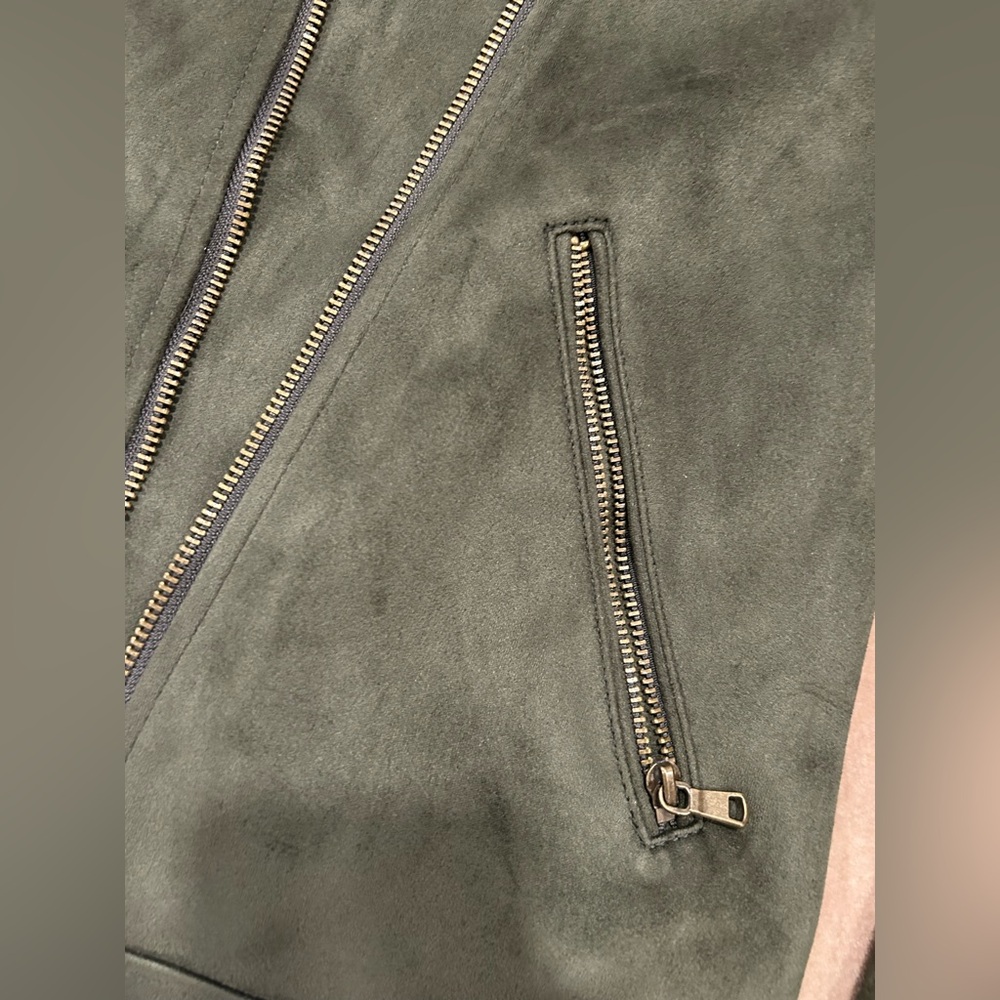 Dark Green Vegan Suede Jacket XS - Picture 11 of 15